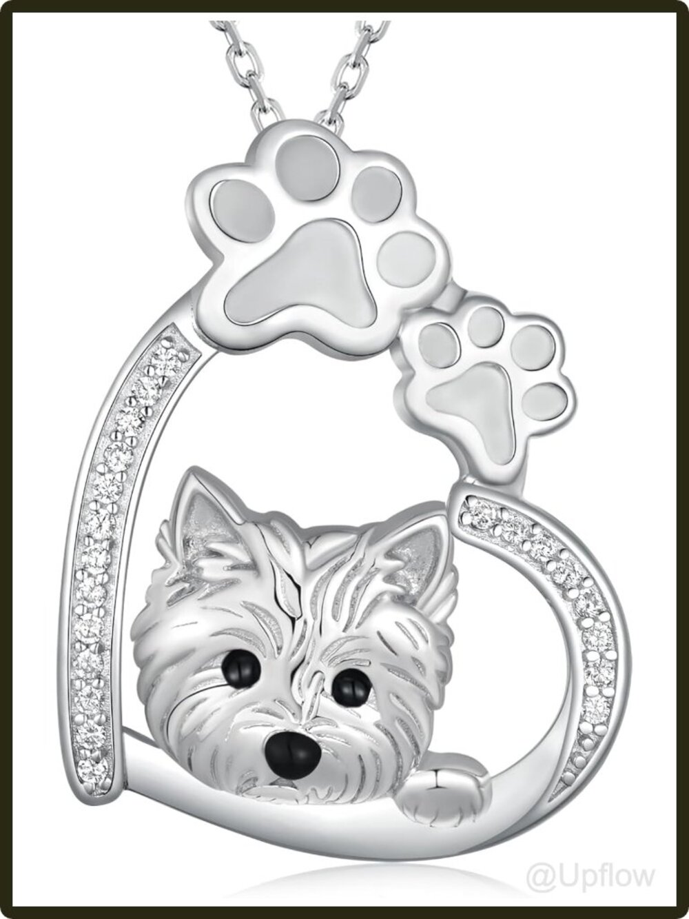 Women's Sterling Silver Westie Dog Heart Pendant Necklace 18 in Hypoallergenic